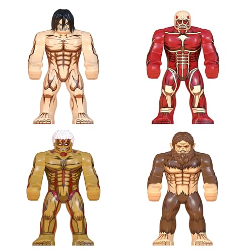 CYSNATU Titan Building Block Set, Anime Attack Character Model Mini Building Bricks Action Figures Toys Birthday Gift for Kids Fans (4 Pcs)
