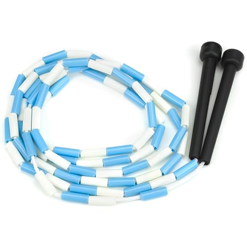 K-Roo Sports Jump Rope with Plastic Beaded Segmentation, 7', Blue/White