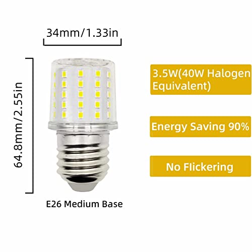 Opxeluyo Led Refrigerator Light Bulb Ac 100-265V 3.5W 40W Halogen Equivalent E26 Medium Base Corn Appliance Lighting Lamp Fridge Freezer A15 Daylight White 6000K Pack Of 3 #TOP3