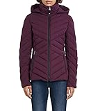 Nautica Women's Short Stretch Lightweight Puffer Jacket with Removeable Hood, Vintage Purple Tulip,...