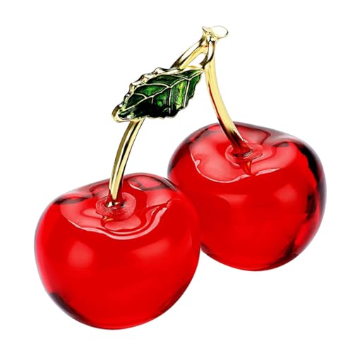 Beaupretty クリスタル製デスクトップチェリー飾り 創造的な果実モチーフ 繊細な装飾品 ホームオフィス向け インテリアアクセント