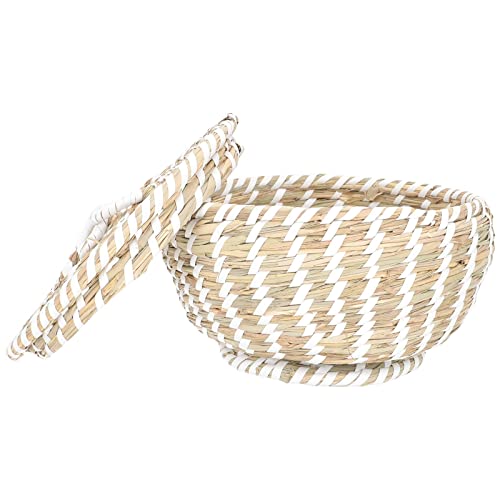 Egg Basket Basket Egg Woven Storage Baskets Small Fruit Wickerseagrass Organizer Round Picnic Vegetable Lid