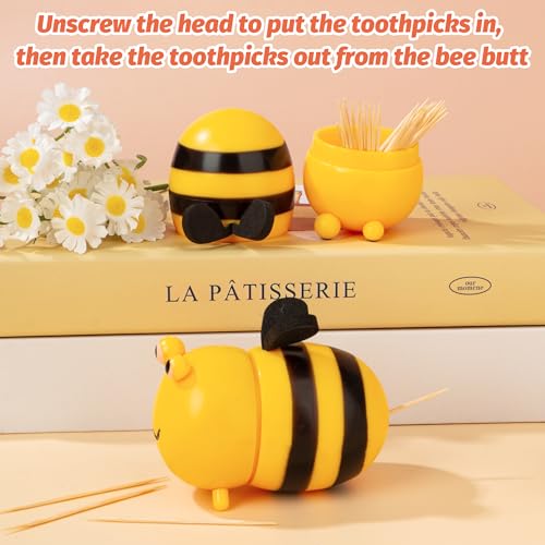 Esdallina 1 Pcs Bee Toothpicks Holder Dispenser Cute Bee Toothpicks Holder Unique Home Design Decoration