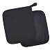 DII Cotton and Neoprene Pot Holders, 7 x 8 Set of 2, 425°F Heat Resistant and Machine Washable for Kitchen Cooking and Baking-Black