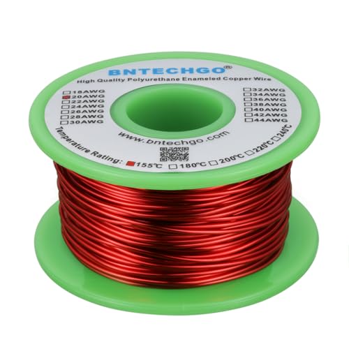 Image of BNTECHGO 20 AWG Magnet Wire 8 oz Red Enameled Copper Wire 0.0315 inch(0.80mm) | 20 Gauge Enameled Copper Coil Wire Widely Used For Transformers, Inductors, Speakers, Electromagnets, Educational Experiments