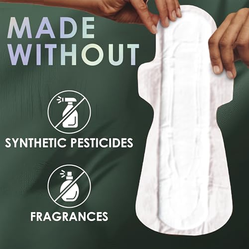 Image of L. Extra Long Maxi Pads for Women, Overnight Absorbency, Organic Cotton Top Layer, Unscented Pads with Wings, 56 Count (2 Packs of 28)