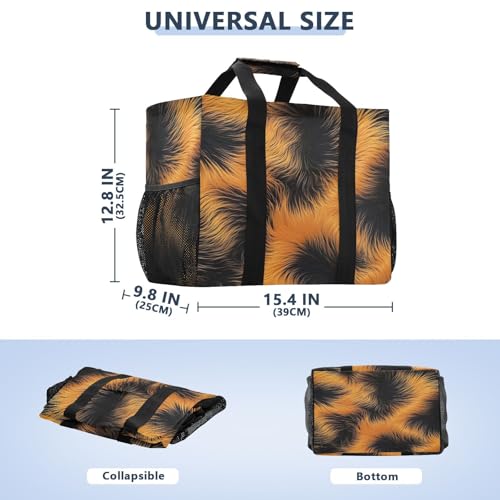 Nander Tiger Fur Texture Foldable Tote Bag Waterproof Sandproof Women Beach Bag Handbag Gym Bag Travel Shopping Bag2