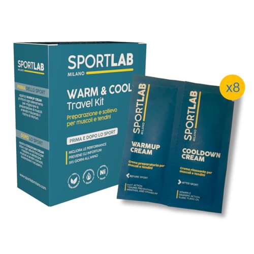 SPORTLAB Milano - WARM & COOL Travel Kit - Preparazione e sollievo per muscoli e tendini |8 X (8ml + 8ml)