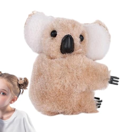 ぬいぐるみコアラ ヘアクリップ、女の子用ファジー コアラ ヘアクリップ,かわいい髪の顎のバレッタ | 装飾的なヘアクリップ、細くて太い髪用のかわいいヘア爪クリップ、ヘアバレッタアクセサリー