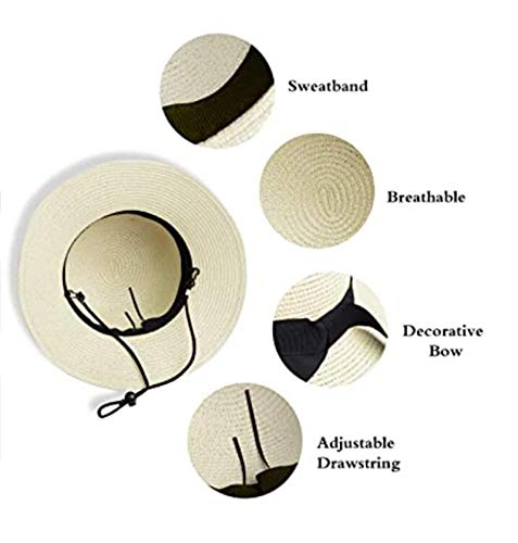 Girls Straw-Sun-Hat Floppy-Beach-Hat Summer - Wide-Brim Uv Protection Hat(9-16 Years) Beige #TOP2