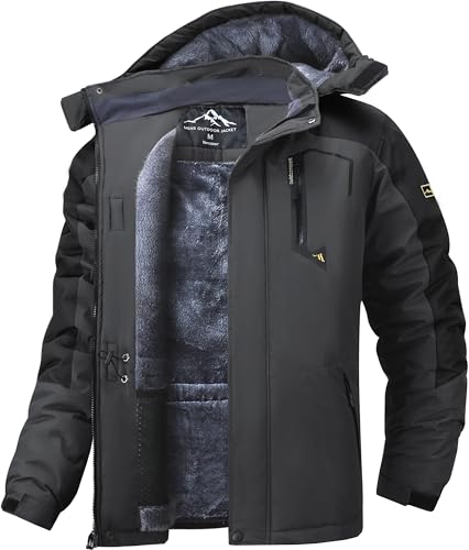 Tansozer Herren Winterjacke Warm Gefüttert Outdoor Jacke Wasserdicht Atmungsaktiv Wanderjacke Winter Schneejacke, Dunkelgrau-Schwarz, XL Tansozer Herren Winterjacke Warm Gefüttert Outdoor Jacke Wasserdicht Atmungsaktiv Wanderjacke Winter Schneejacke, Dunkelgrau-Schwarz, XL