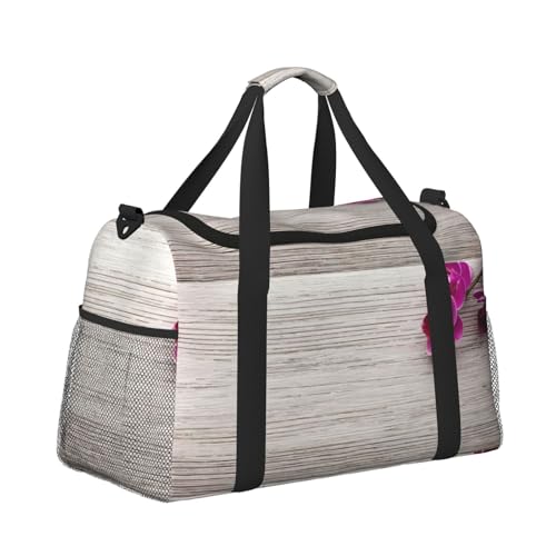 Sac de week-end imprimé orchidée noir en taille unique pour le voyage des femmes - 2