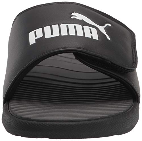 PUMA Men's Cool CAT Hook and Loop Slide Sandal, Black/White, 132