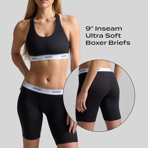 Image of Woxer Womens Boxers - Biker 9 inch Boy Shorts Underwear for Women, Modal Boxer Briefs, Chafe Free, Womens Underwear