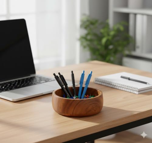 Hermoso cuenco decorativo artesanal de acacia para exposición de mesa 7