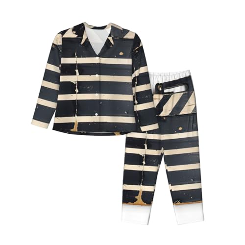 Pyjama classique noir femme EdWal avec chemise manches longues et bas de nuit long