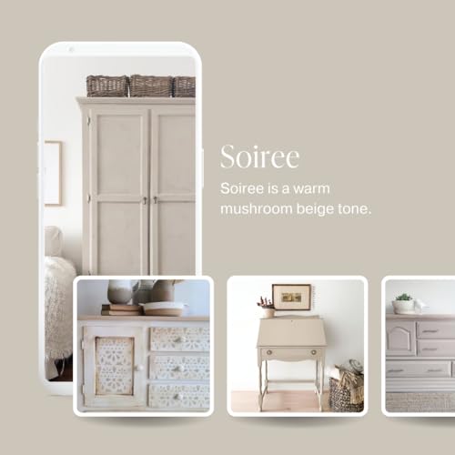 Country Chic All-in-One Chalk Paint for Furniture, Cabinets, Home Decor, Eco-Friendly, Matte Finish, Built-In Primer & Top Coat for Wood, Metal - Soiree (Beige Taupe) - 8 oz (237 ml)