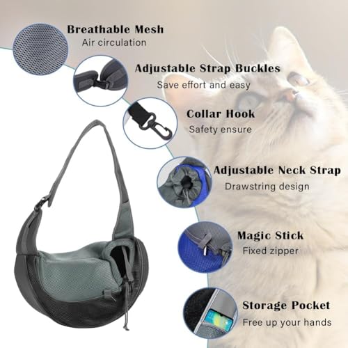 XGOPTS Hundetragetasche Verstellbar Tragetasche Hund bis 5 kg Atmungsaktiv Tragetuch Hund Outdoor Hundetasche für Kleine Hunde Katzen Schwarz