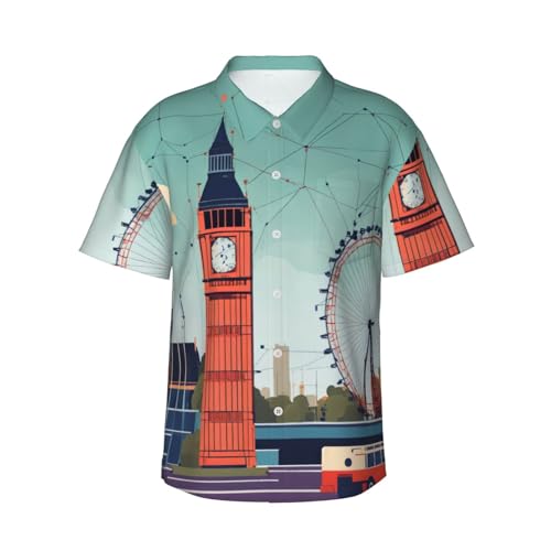 Chemise de plage imprimée I Love London et short à boutons EdWal