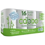 Caboo Tree-Free Bamboo Toilet Paper, Septic Safe Biodegradable Bath Tissue, Eco Friendly Soft 2 Ply Sheets, 300 Sheets Per Roll, 16 Double Rolls