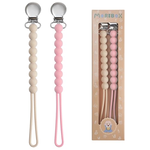 Image of Pacifier Clip for Boys Girls - MORIBOX Paci Clip Soothe Baby Binky Holder for Shower Birthday Gift 2 Pack