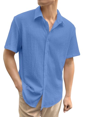 Image of GRECIILOOKS Men's Polycotton Shirt |Stylish Casual Regular Fit Shirts | Textured Half Sleeve | Slim Fit | Business & Meeting Ready (Available in Plus Size)
