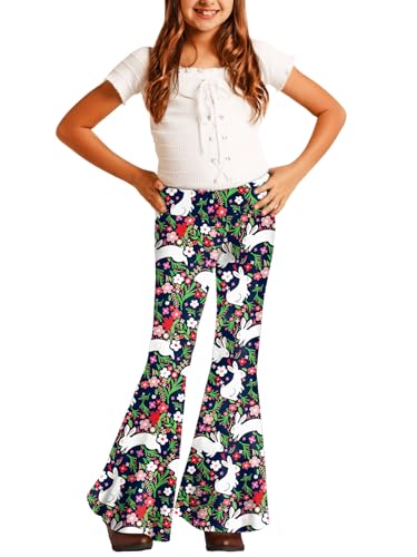 Image of Deerose Girls Halloween Hippie Bell Bottom Pants High Waist Flare Pants 5-14 Years