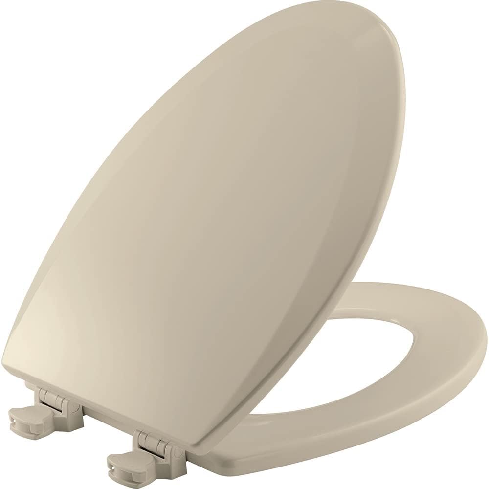 Bemis 1500EC 146 Almond Elongated Molded Wood Toilet Seat with Easy-Clean & Change Hinge