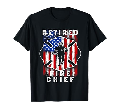 Drapeau des États-Unis Retraité du grade de pompier en chef T-Shirt