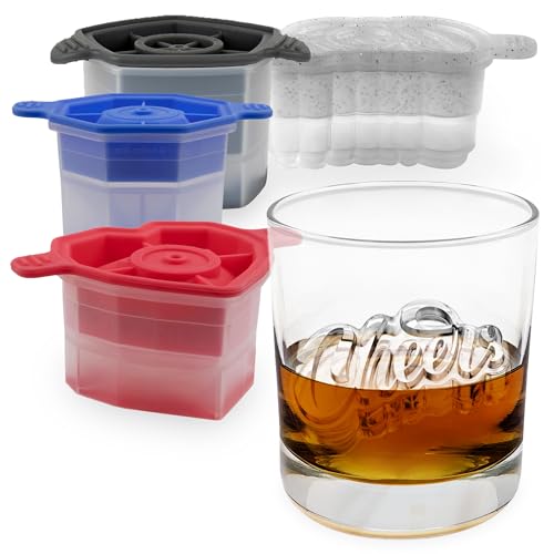 Tovolo Craft Ice Molds Set of 4 for Whiskey Bourbon Cocktails, Heart Diamond Rose Cheers Shaped Ice Cubes, Easy Fill Leak Proof Stackable Silicone Ice Molds Dishwasher Safe BPA Free Set Assorted