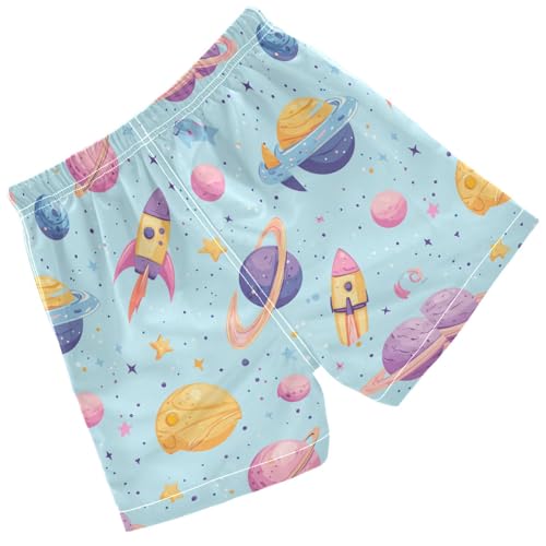 Pigsaly Boys' Swim Board Shorts Space Planet Light Blue Boy's Swim Trunks Kids Swimwear 5T2
