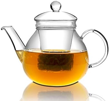 Glass Teapot with Infuser 34 oz for Blooming and Loose Leaf Tea