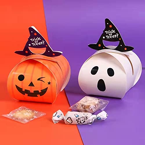 Fzeneast Halloween Candy Bags Bulk, 20 Pcs Treat Paper Boxes, Pumpkin And Ghost Goody For Halloween Party Favors #TOP3