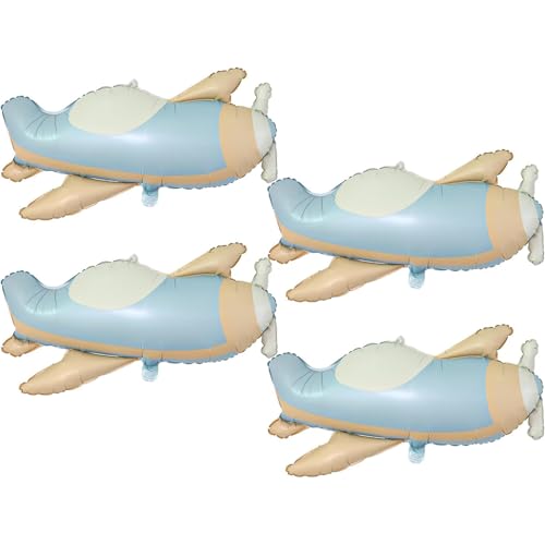 4 Pièces Ballons Avion, Magnifiques Grands Ballon Mats en Forme d'Avion, Ballons Réutilisables en Aluminium, Décoration de Fête d'Anniversaire pour Enfants
