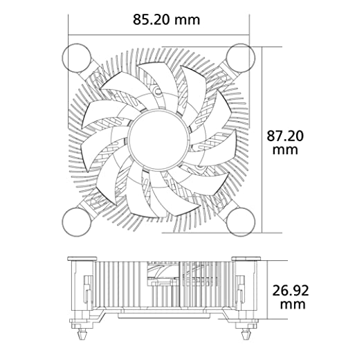 Akasa Raffreddatore Intel® LGA1700 Mini-Itx In Alluminio | Progettato Per Processori Core™ I9 Fino A 35 W Tdp | Raffreddatore Cpu A Basso Profilo Da 26,9 Mm | Dissipatore Con Anima In Alluminio | - 7