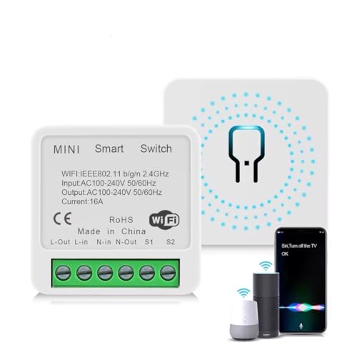 Smart Relay, Smart Switch WiFi Module, Mini | Smart Home Automation, Voice & App Control, Timer, Scheduling & Family Sharing | 2-Way | Compatible with Alexa & Google Home