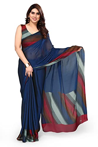 MIRCHI FASHION Women's Stylish Ethnic Chiffon Chintz Motif Border Pallu Printed Saree with Blouse Piece