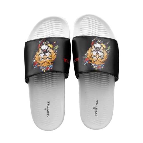 Image of Men's Slider with Lion Design | Comfort Footbed | Extra Soft Doctor Recommended Chappals | Stylish Designer Textured Sole | Lightweight Comfortable Slip-On Slippers KS 2006