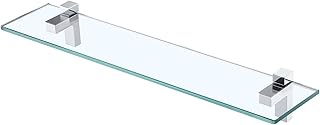 KES Bathroom Shelf Glass 60CM Glass Shower Shelf Wall Mounted 8MM Extra-Thick Tempered Glass with Polished Chrome Bracket, BGS3201S60