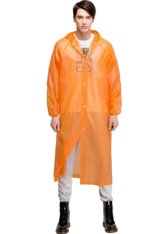 FIRMED STRING RAINCOAT FOR WOMEN'S-PVC TRANSPARENT WATERPROOF REUSEABLE RAINWEAR WITH FUNCTIONAL POCKETS/ADJUSTABLE HOOD/CARRYING POUCH-image-43