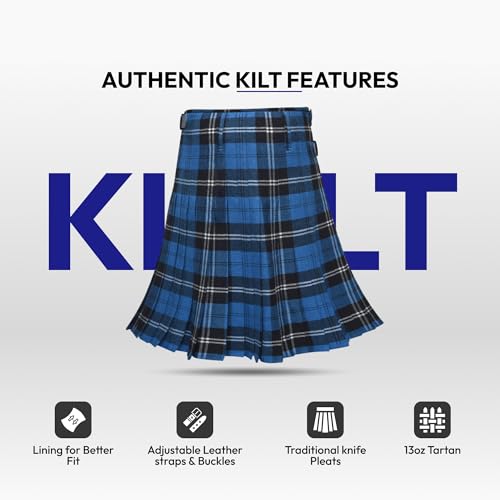 Image of 8 Yard Mens Kilt - Authentic Tartan Kilt for Men Highland Outfit for Weddings & Traditional Scottish Wear