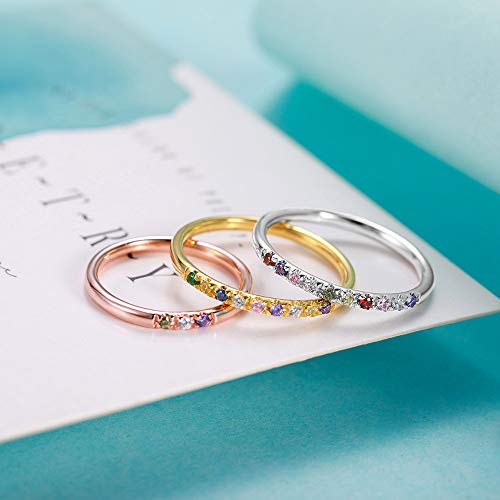 Ailin Custom 1 2 3 4 5 6 7 8 9 10 11 12 13 Stackable Birthstone Rings For Women 925 Sterling Silver Personalized Stacking Rings For Her Mother Girls Christmas Birthday Gifts For Girlfriends #TOP1