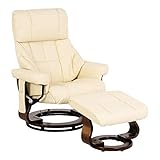 MCombo 9068 Fauteuil de relaxation avec repose-pieds pivotant à 360° avec poche latérale Crème