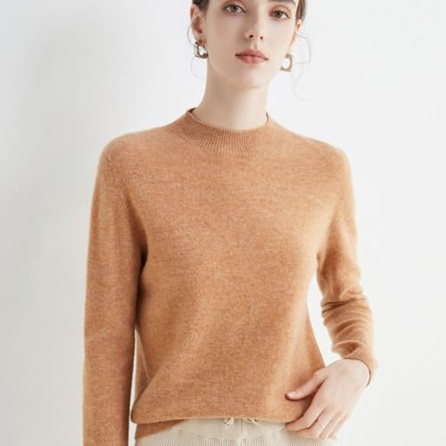 100% Merino Wool Sweaters Women's Fall Winter Warm Soft Knitted Loose Pullover Turtleneck Long Sleeves2