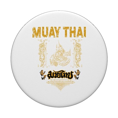 Sawadee thai traditional sak yant thai twin tiger muay thai PopSockets Swappable PopGrip, Black - Image 3