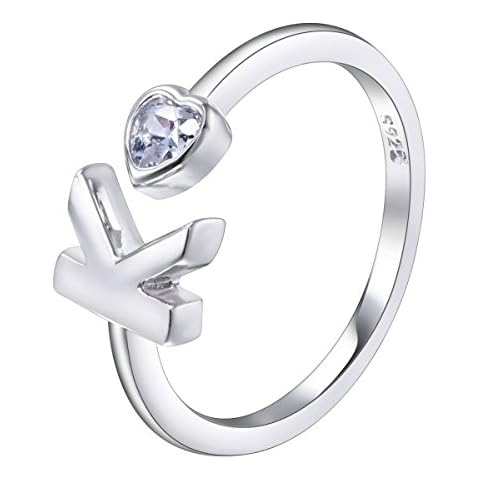 VIKI LYNN Women Ladies Girls 925 Sterling Silver Adjustable K Initial Rings Size J Cover