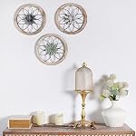 Paquesta 3 Piece Round Farmhouse Wall Decor with 6 Piece Interchangeable Flowers 12'' Medallion Wood & Metal Rustic Wall Art for Living Room Bedroom Kitchen Bathroom Dining Room Home Decorations - Image 4