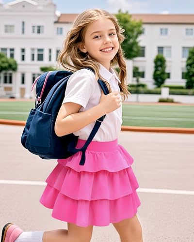 Image of KEREDA Girls Skirt Kids Casual 3-Layer Ruffle Skort School Uniform Skirts for Girls