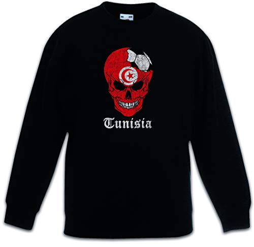 Sweat-shirt Tunisia Football Skull noir pour enfants garçon et fille