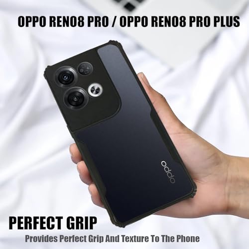 Image of AIBEX Crystal Clear Back Cover Case for Oppo Reno 8 Pro 5G | 360 Degree Protection | Shock Proof Design | Transparent Back Cover Case (PC & TPU, Black Bumper)